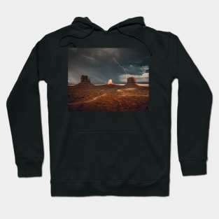 Desert  mountain and lightning Hoodie